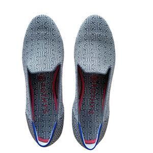 Rothy's The Loafer Charcoal Gray Grid Pattern Flat Slip On 7.5 Retired Pristine